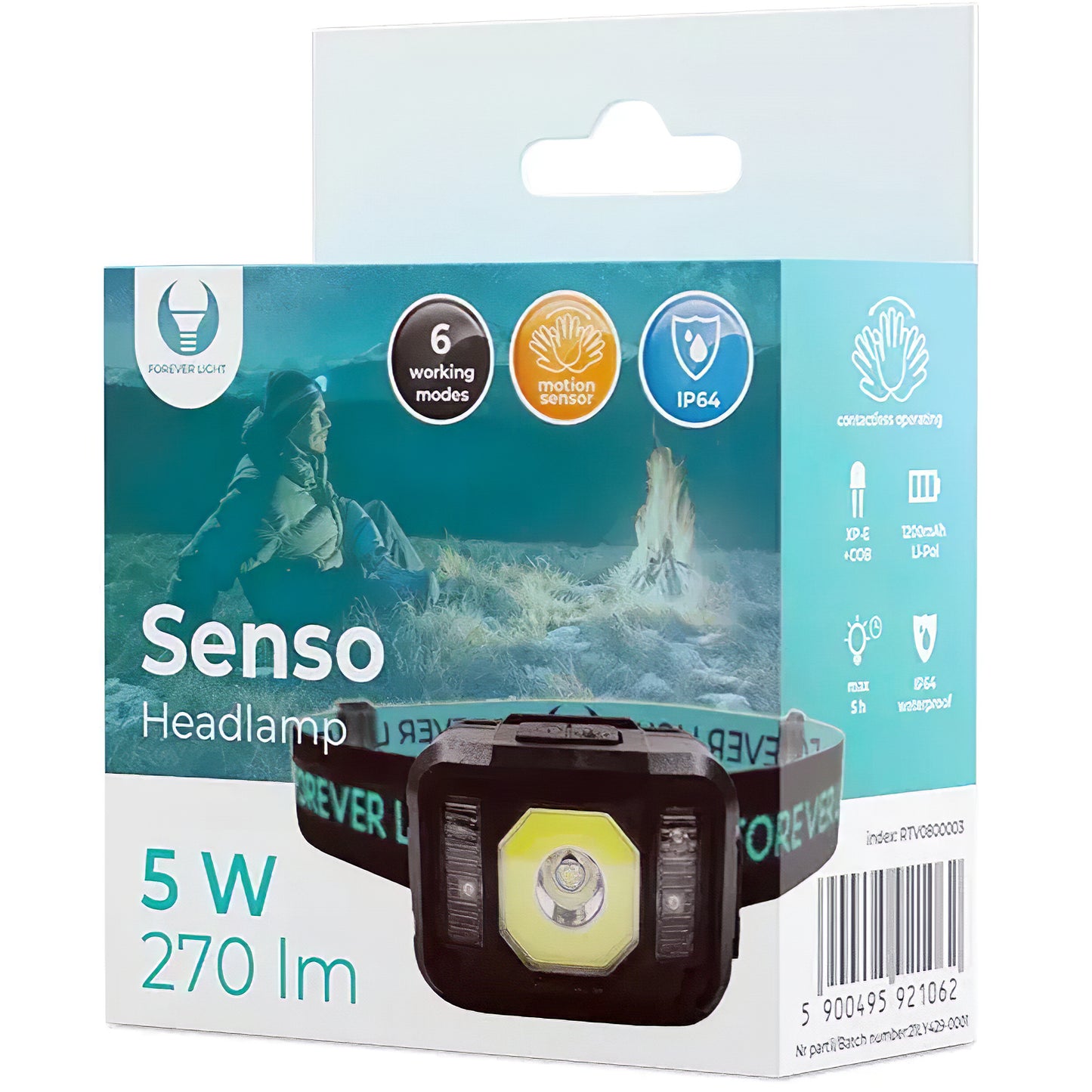 Πάντα φακός κεφαλής LED Senso XP-E, 270lm, 1200mAh 