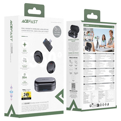Lavaliera Acefast R3, USB-C, Σετ 2 τεμαχίων, Μαύρη