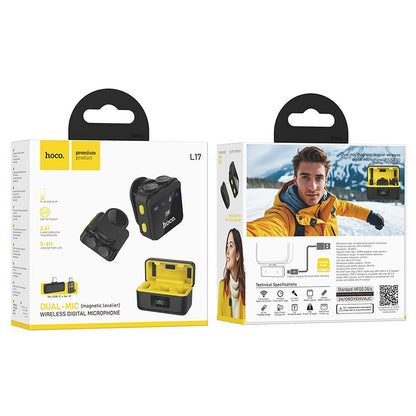 Lavaliera HOCO L17, USB-C / Lightning, Σετ 2 Τεμάχια, Μαύρη