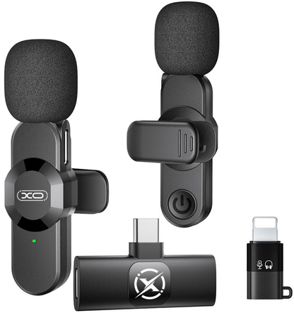 Lavaliera XO Design MC14 Dual, USB-C / Lightning, Σετ 2 τεμάχια, Μαύρο