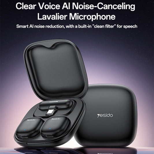 Lavaliera Yesido KR21, USB-C, Σετ 2 τεμαχίων, Μαύρη