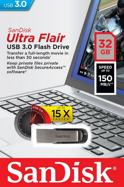 Εξωτερική Μνήμη USB-A 3.0 SanDisk Ultra Flair, 32Gb SDCZ73-032G-G46