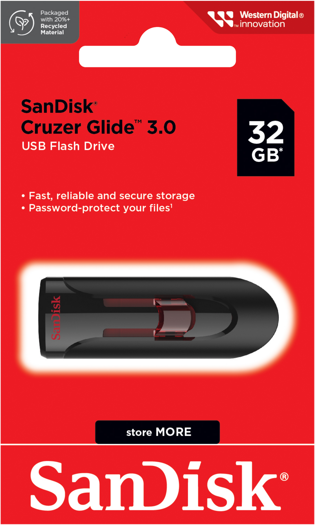 Εξωτερική Μνήμη USB-A 3.0 SanDisk Cruzer Glide, 32Gb SDCZ600-032G-G35