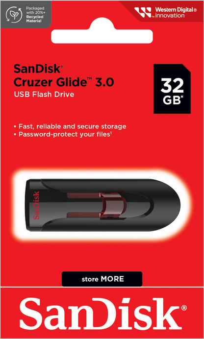 Εξωτερική Μνήμη USB-A 3.0 SanDisk Cruzer Glide, 32Gb SDCZ600-032G-G35