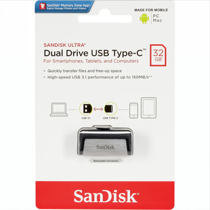 Εξωτερική Μνήμη USB-A 3.1 / USB-C SanDisk Ultra Dual Drive, 32Gb SDDDC2-032G-G46