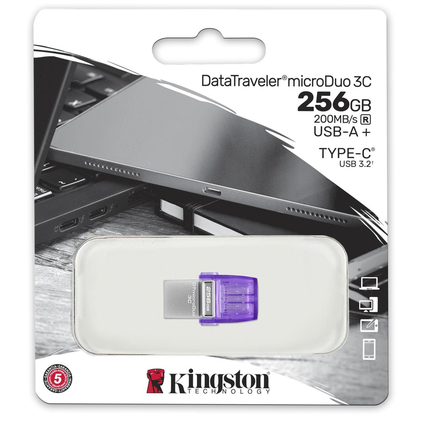 Εξωτερική μνήμη USB-A - USB-C Kingston microDuo 3C, 256Gb DTDUO3CG3/256GB 