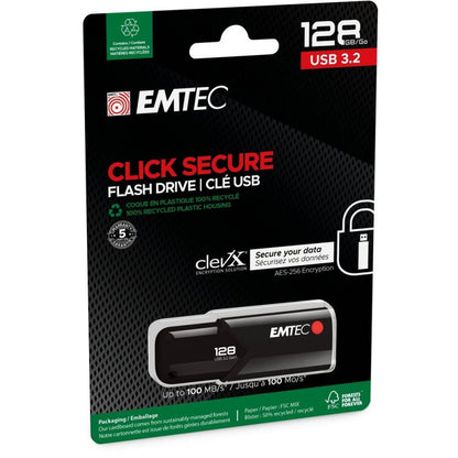 Εξωτερική Μνήμη USB-A 3.2 Emtec B120 Click Secure, 128Gb ECMMD128GB123