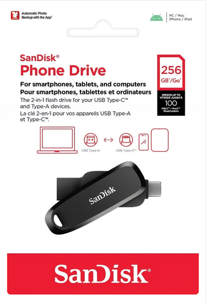 Εξωτερική Μνήμη USB-A 3.2 / USB-C SanDisk Phone Drive, 256Gb SDDDC6-256G-G46