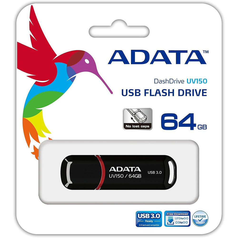 Εξωτερική μνήμη USB-A 3.2 Adata UV150, 64Gb AUV150-64G-RBK