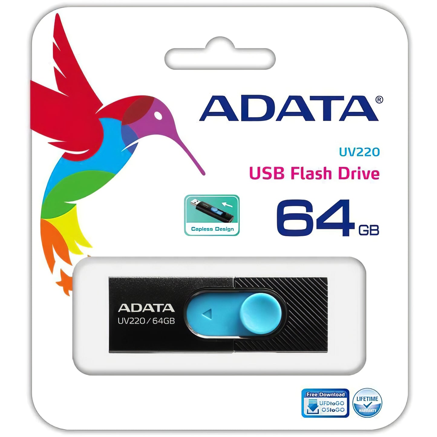 Εξωτερική μνήμη USB-A Adata UV220, 64Gb AUV220-64G-RBKBL 