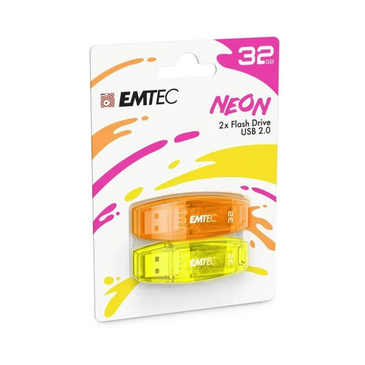 Εξωτερική Μνήμη USB-A Emtec C410 Neon, 32Gb, Σετ 2 τεμαχίων ECMMD32GC41