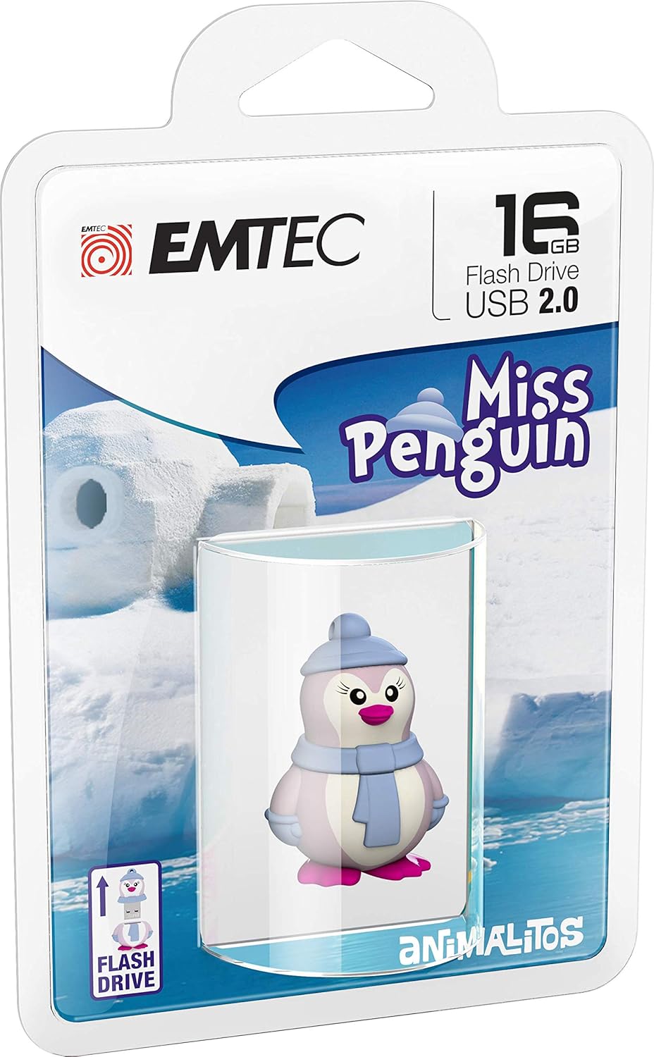 External USB-A Memory Emtec M336 Miss Penguin, 16Gb ECMMD16GM336