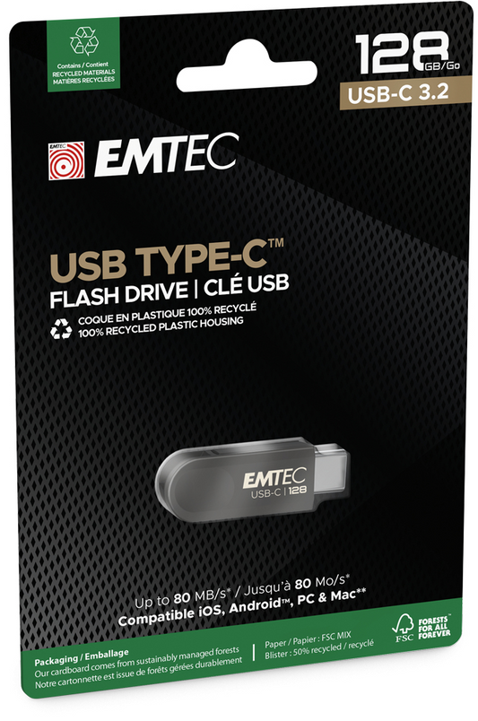 Εξωτερική Μνήμη USB-C Emtec C280 Single, 128Gb ECMMD128GC2