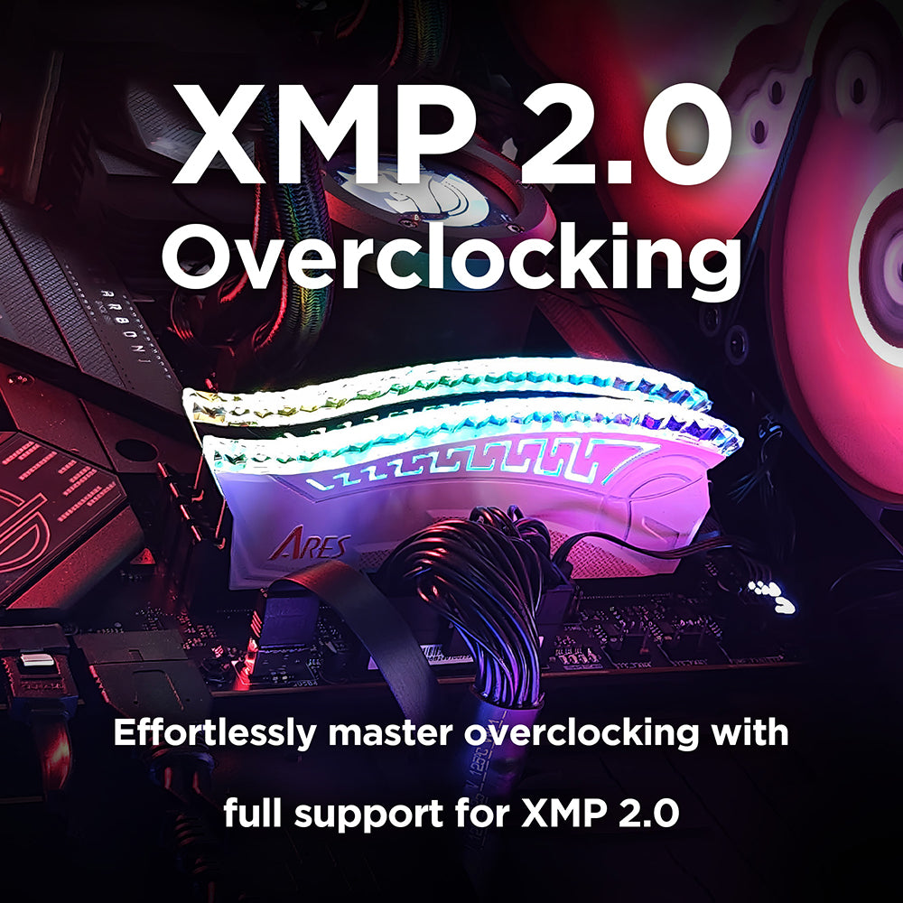 Μνήμη RAM Dato Ares Armor, DDR4, RGB, 2 x 8GB, 3600Mhz, CL18, Λευκή AMRGB8GX216G36W