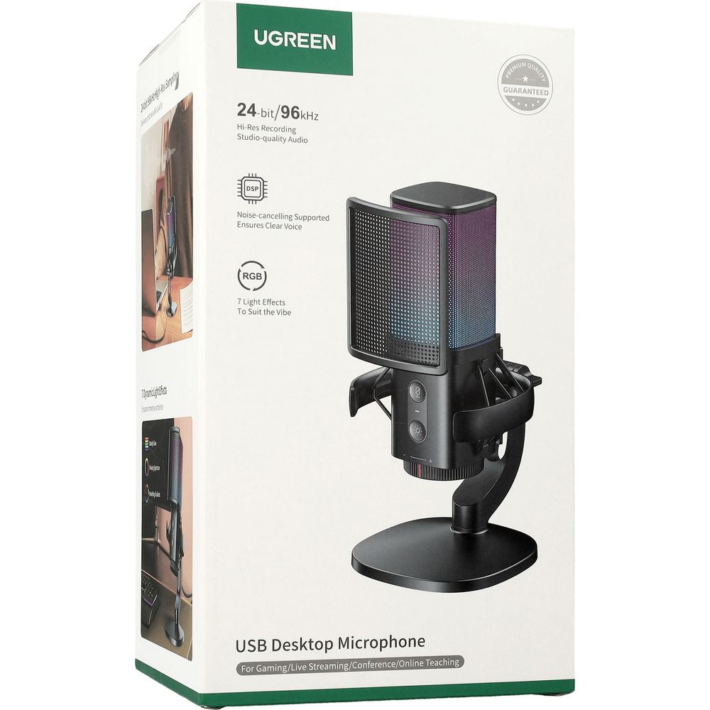Μικρόφωνο Cardioid UGREEN CM581 (65629), RGB, USB-C, 1.5m, Μαύρο