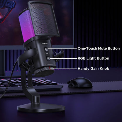 Μικρόφωνο Cardioid UGREEN CM581 (65629), RGB, USB-C, 1.5m, Μαύρο