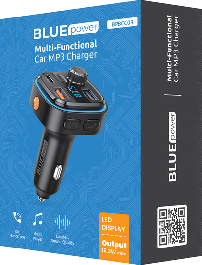 Blue Power Bluetooth FM Modulator BPBCC08, 2 x USB-A - 1 x USB-C