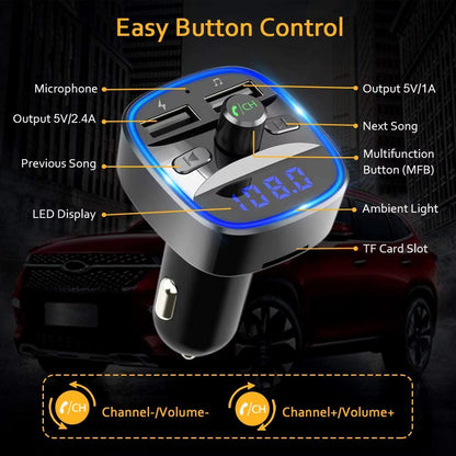Techsuit JamLink Bluetooth FM Modulator, 2 x USB-A - 1 x microSD