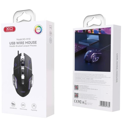 Ποντίκι Gaming Ενσύρματο USB XO Design M10, RGB, 3200DPI, Μαύρο