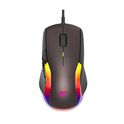 Mouse Gaming Wired USB HAVIT MS959S, RGB, 1200DPI - 8000DPI, 1.6m, Μαύρο Ωχρό