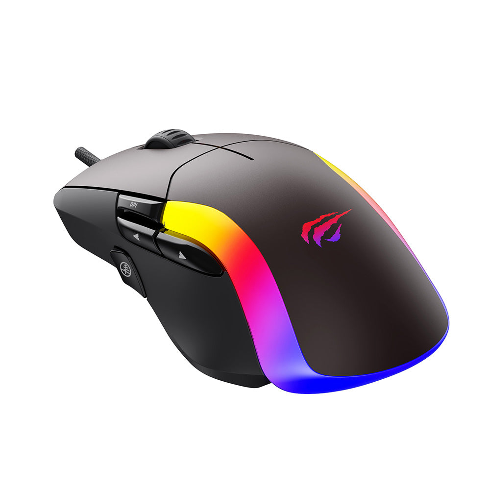 Mouse Gaming Wired USB HAVIT MS959S, RGB, 1200DPI - 8000DPI, 1.6m, Μαύρο Ωχρό