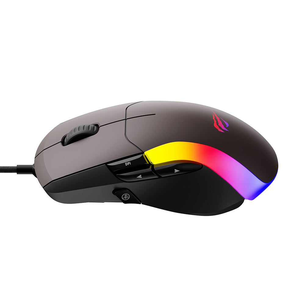 Mouse Gaming Wired USB HAVIT MS959S, RGB, 1200DPI - 8000DPI, 1.6m, Μαύρο Ωχρό