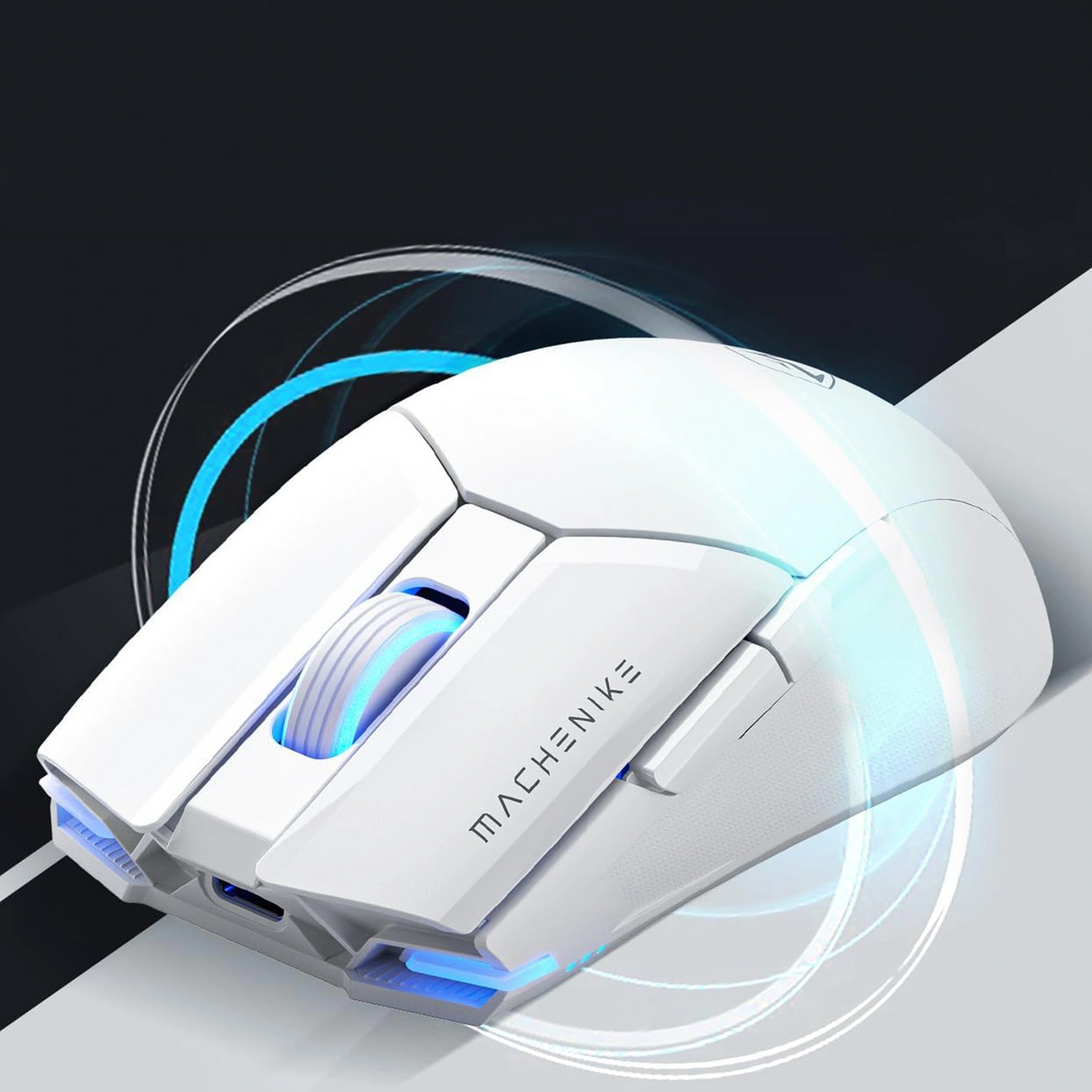 Ασύρματο Gaming Ποντίκι Machenike M7 Pro, 1000DPI - 26000DPI, RGB, Λευκό