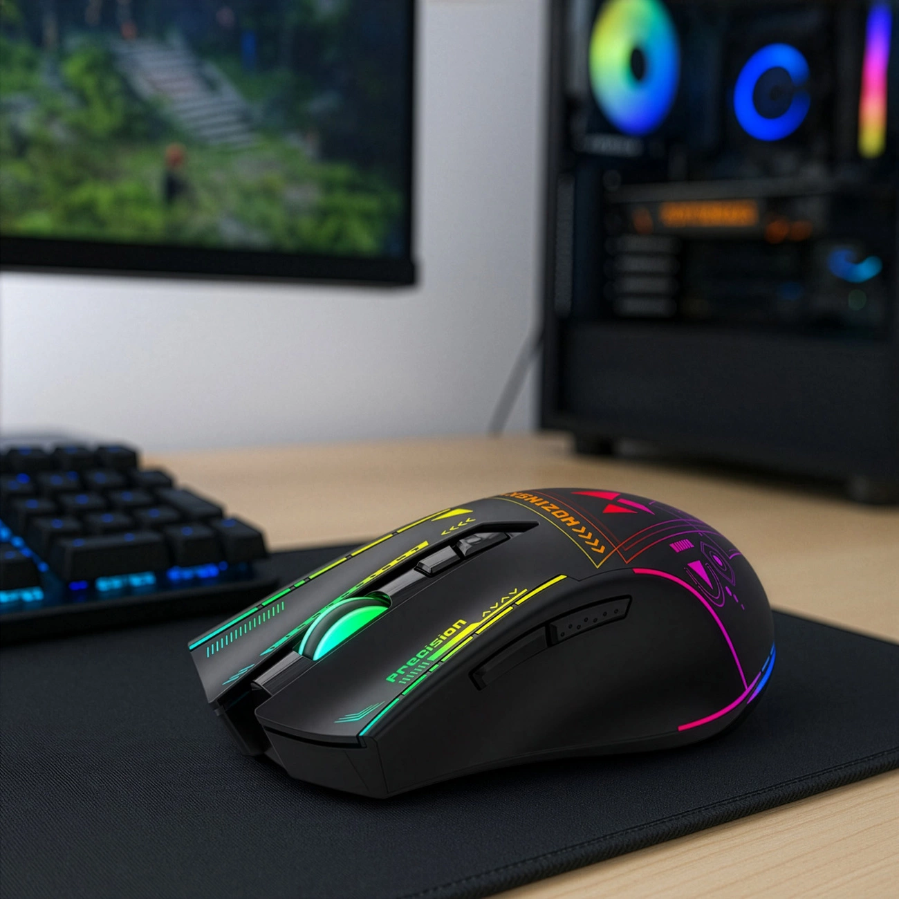 Ασύρματο Gaming Ποντίκι WZK WMGB-3200, 3200DPI, RGB, Μαύρο