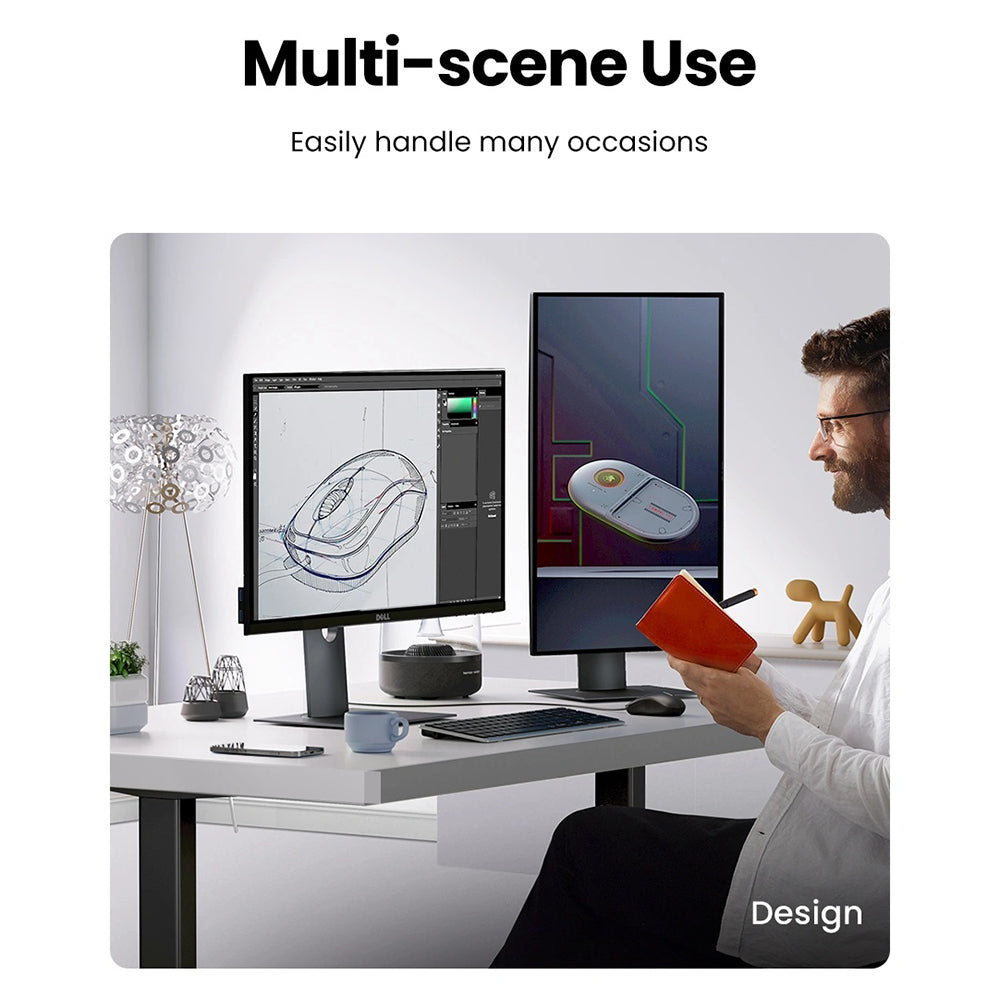 Mouse Wired USB UGREEN MU007, 1200DPI, 1.5m, Μαύρο