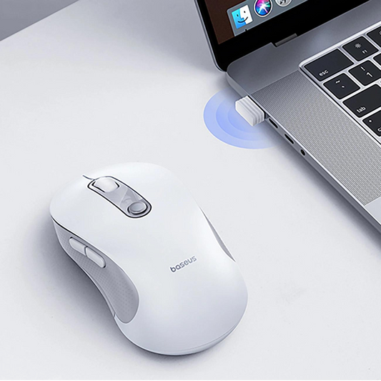 Mouse Wireless Baseus F02, 1600DPI, BT / Wi-Fi, Λευκό B0203302