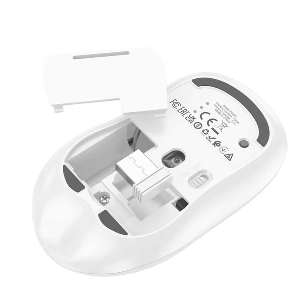 Ασύρματο Ποντίκι HOCO GM25, 1600DPI, BT / Wi-Fi, Λευκό