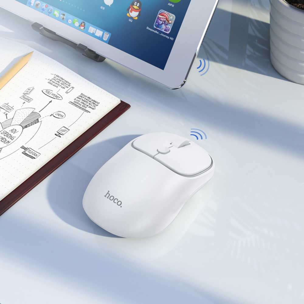 Ασύρματο Ποντίκι HOCO GM25, 1600DPI, BT / Wi-Fi, Λευκό