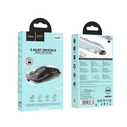 HOCO GM29 Wireless Mouse, 1600DPI, BT / Wi-Fi, Black