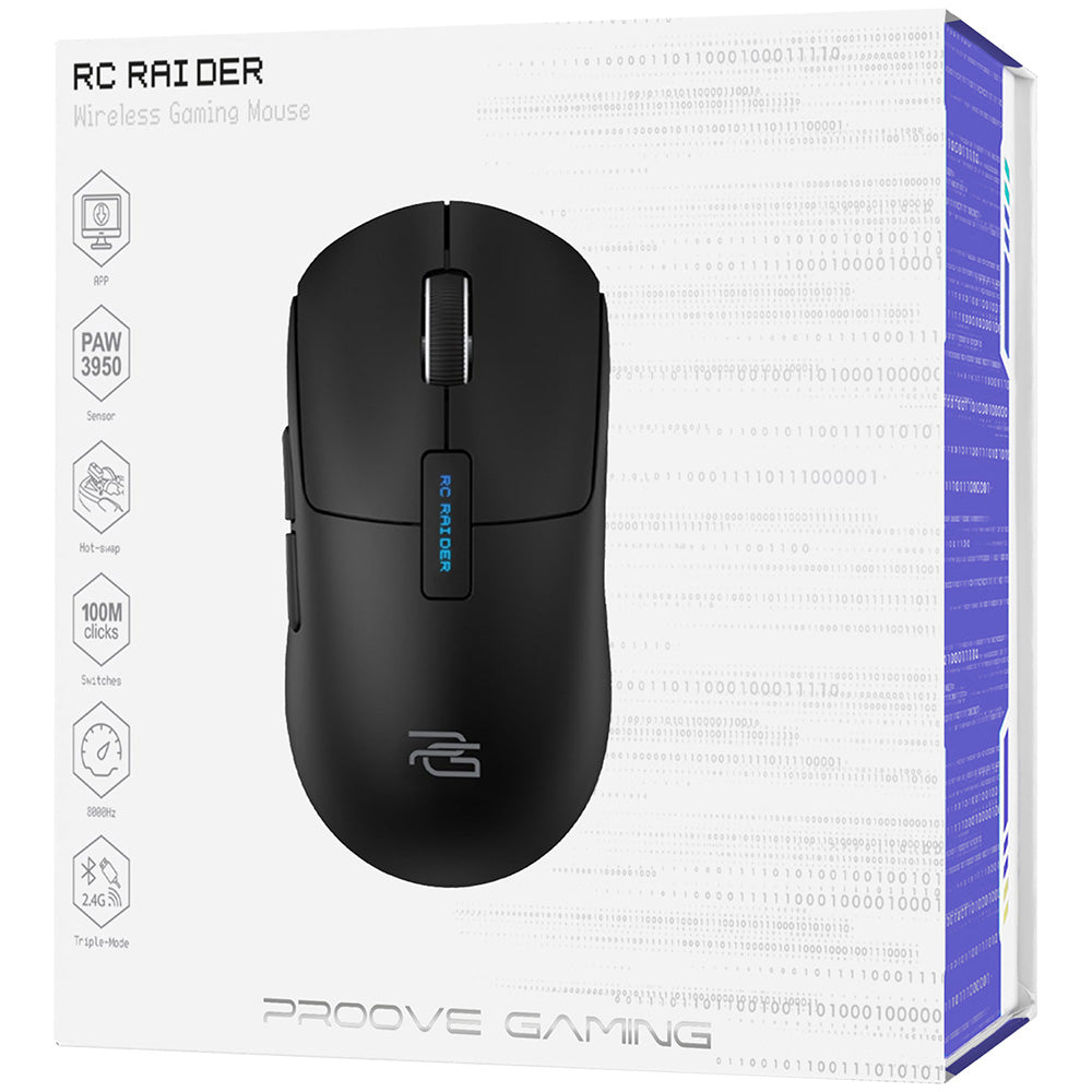 Mouse Wireless Proove RC Raider 8K, 800DPI - 32000DPI, BT / Wi-Fi / Wired, Μαύρο WMRR00122001