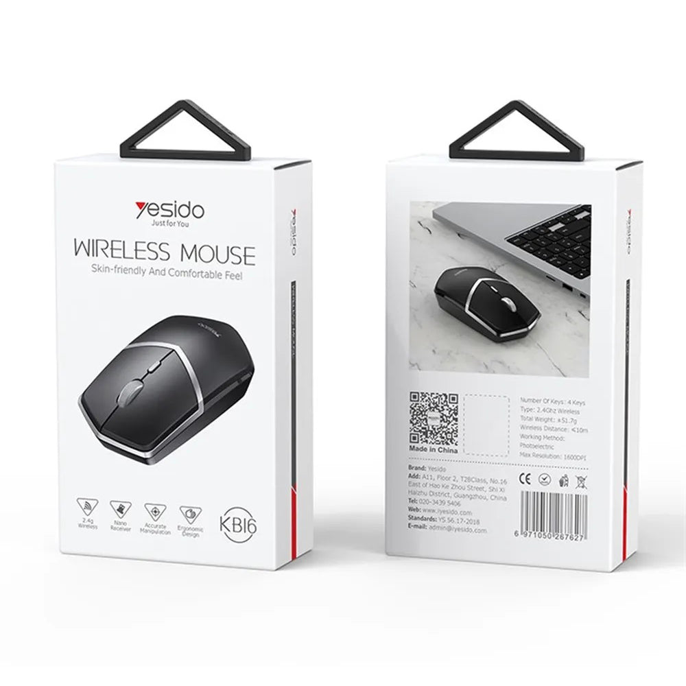 Mouse Wireless Yesido KB16, 1600DPI, Μαύρο