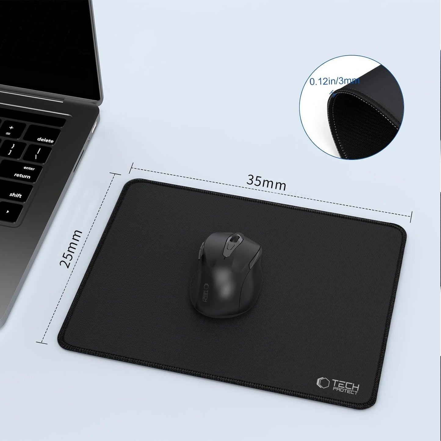 MousePad Tech-Protect A100, 350mm x 250mm, Μαύρο