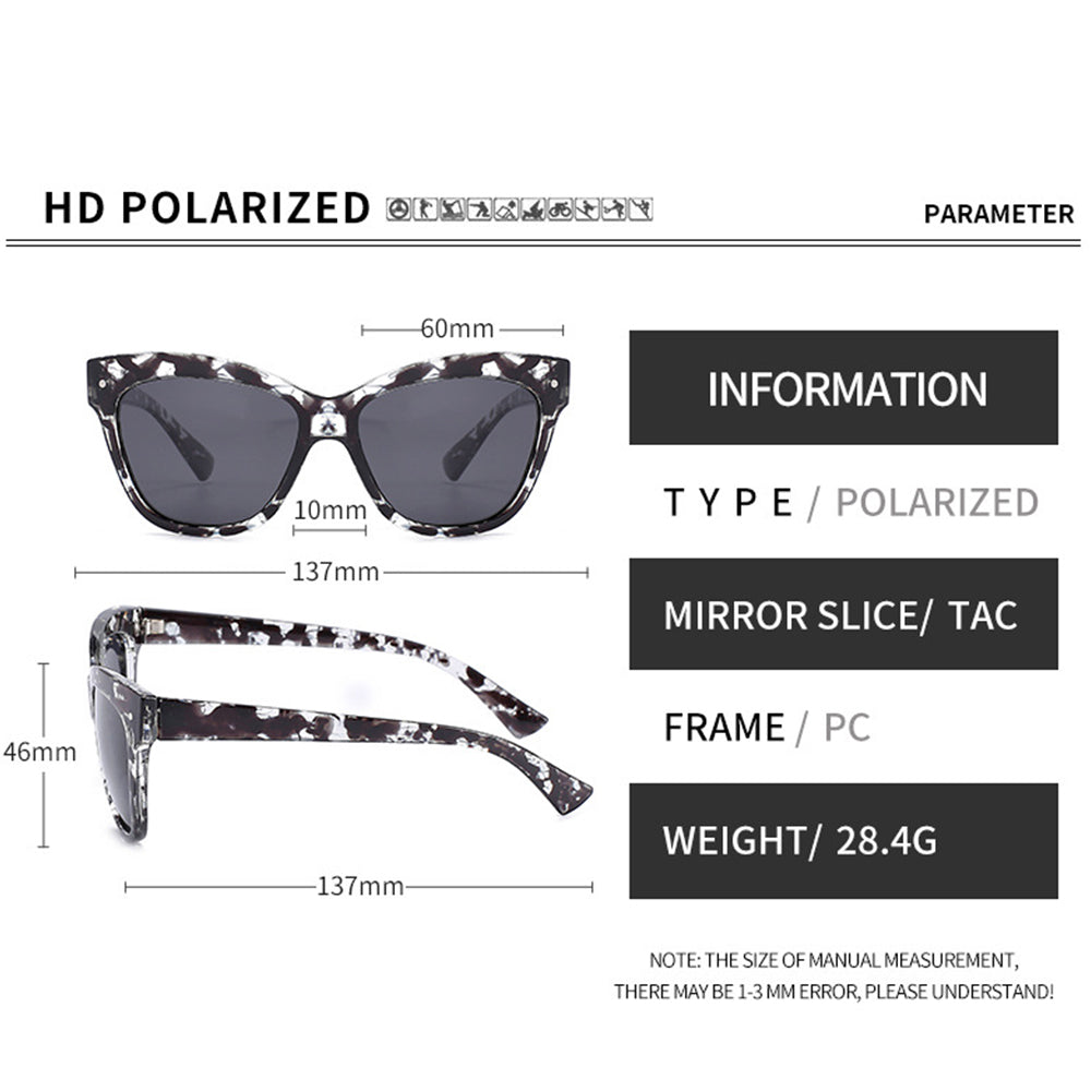 Techsuit Women's Sunglasses OD8155-C3, Polarized, UV Protection, Black Brown