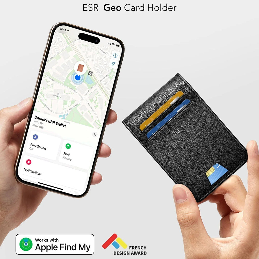 Πορτοφόλι ESR Classic Geo με λειτουργία Find My και προστασία RFID, Μαύρο, Επανασφραγισμένο