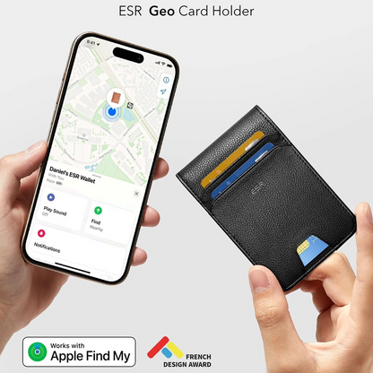 Πορτοφόλι ESR Classic Geo Carbon με λειτουργία Find My και προστασία RFID, Μαύρο, Επανασφραγισμένο