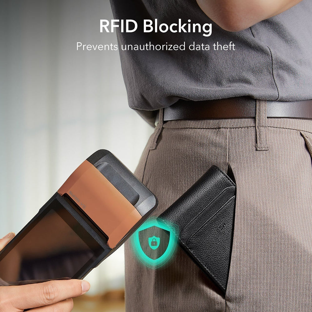 Πορτοφόλι ESR Classic Geo με λειτουργία Find My και προστασία RFID, Μαύρο, Επανασφραγισμένο