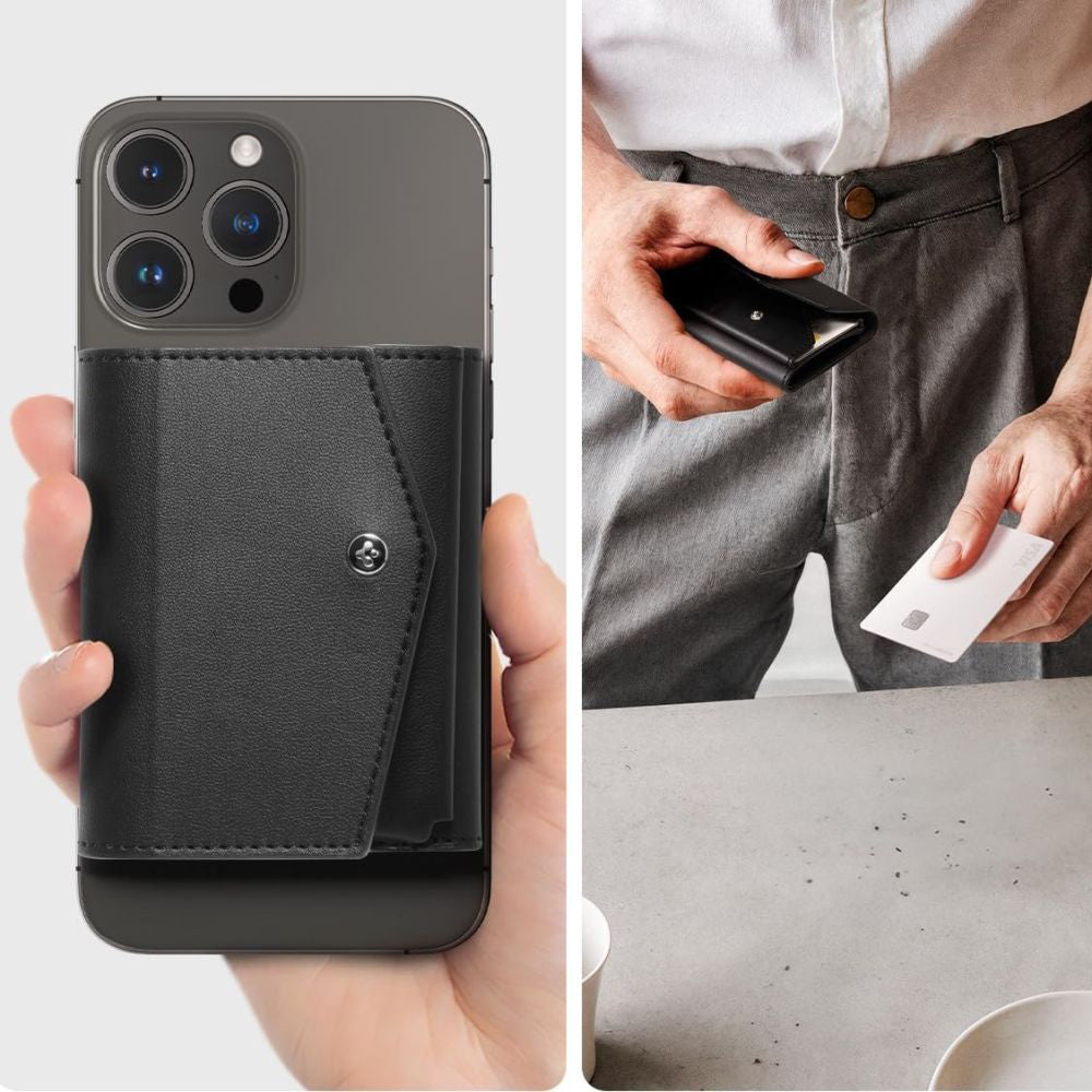 Magsafe Wallet, Spigen, Valentinus Pro, Black AFA09442