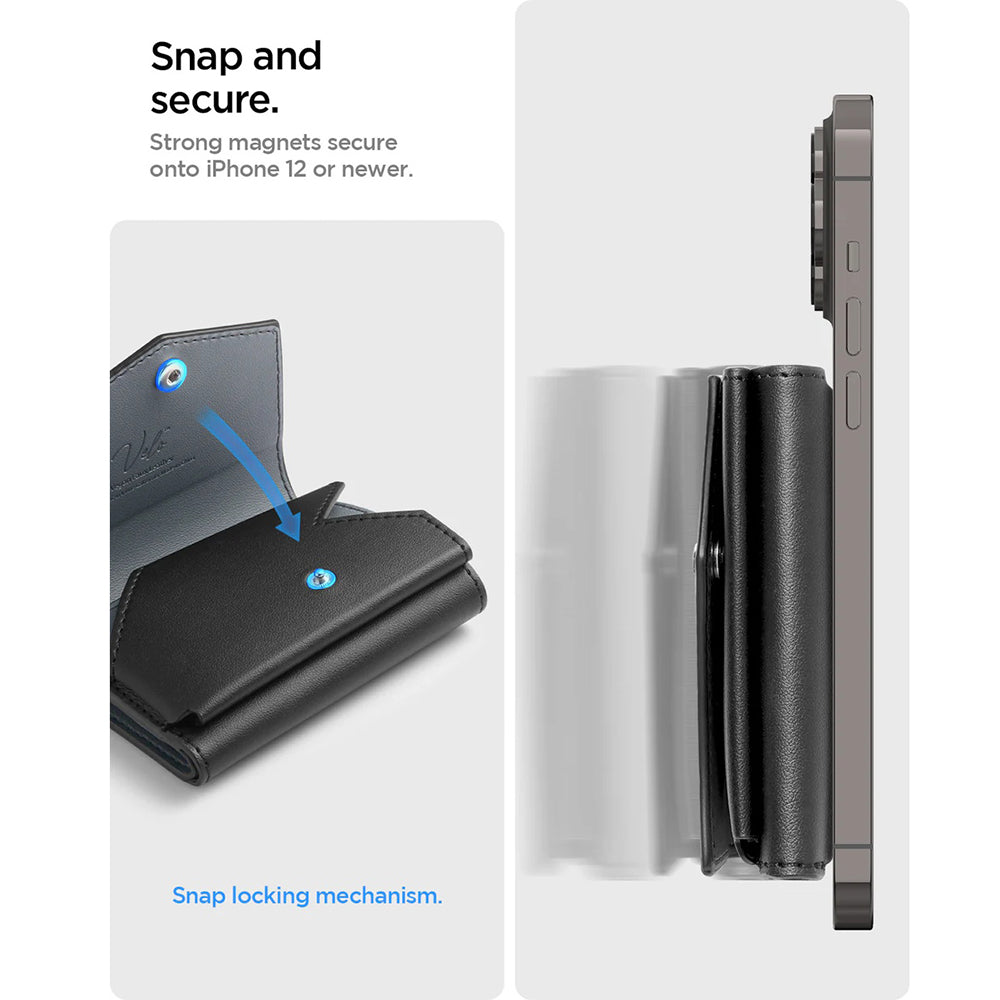 Magsafe Wallet, Spigen, Valentinus Pro, Black AFA09442