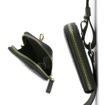 Wallet and Guess 4G Metal Logo Phone Lanyard, Black