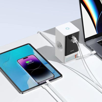 Πολύπριζο Baseus PowerCombo, 1 x Schuko, Λευκό PSLR000602