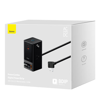 Πολύπριζο Baseus PowerCombo US, 3 x Θύρες, Μαύρο PSLR000101
