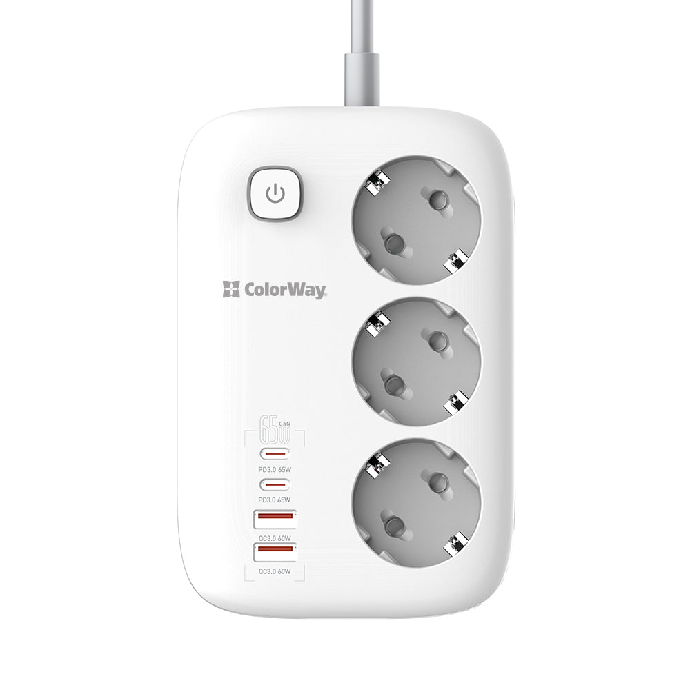 Πολύπριζο ColorWay, 3 x Schuko, Λευκό