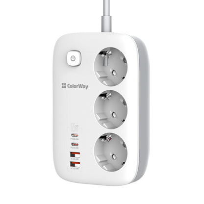 Πολύπριζο ColorWay, 3 x Schuko, Λευκό