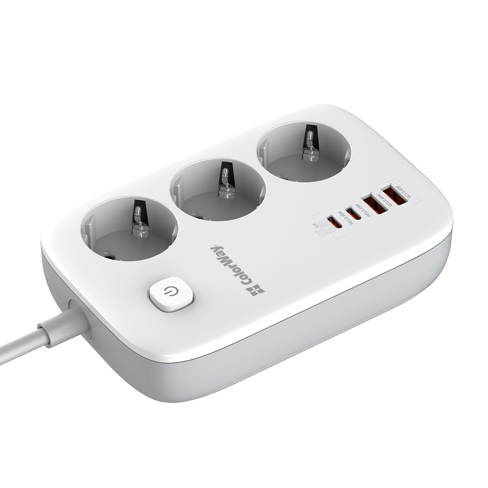 Πολύπριζο ColorWay, 3 x Schuko, Λευκό