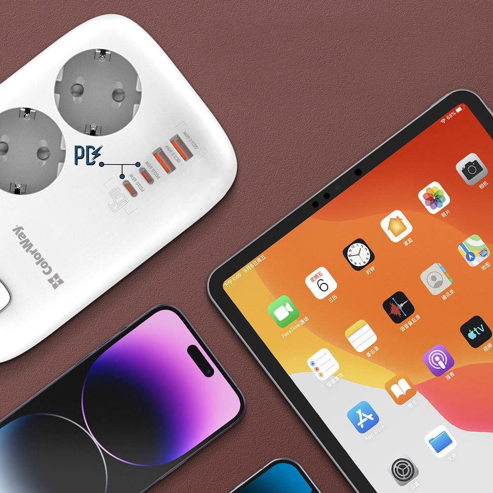 Πολύπριζο ColorWay, 3 x Schuko, Λευκό