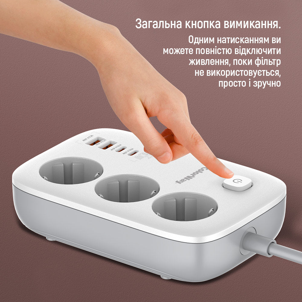 Πολύπριζο ColorWay, 3 x Schuko, Λευκό